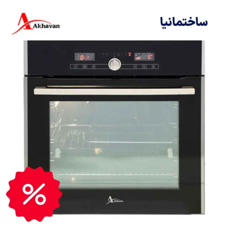 فر توکار اخوان مدل F25Pro با بدنه شیشه‌ای مشکی و پنل لمسی