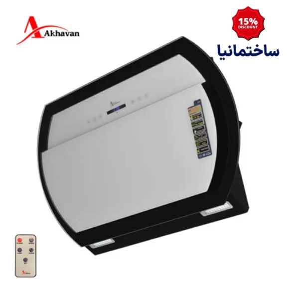 هود مورب اخوان مدل H80 | طراحی شیشه‌ای و استیل در سه رنگ با سنسور دود و مکش قوی