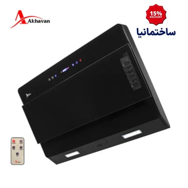 هود مورب اخوان مدل H74 | شیشه‌ای مشکی با موتور توربو و کنترل لمسی پیشرفته