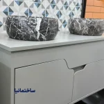 کابین روشویی مدل نایکی طوسی با بدنه PVC