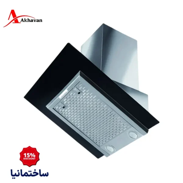 هود مورب اخوان مدل H39 | طراحی شیشه‌ای مشکی و استیل، کنترل مکانیکی و مکش قوی