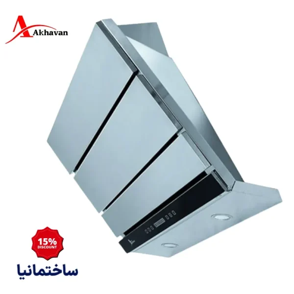 هود مورب اخوان مدل H19 | بدنه استیل نقره‌ای با قدرت مکش قوی و طراحی ساده و کاربردی