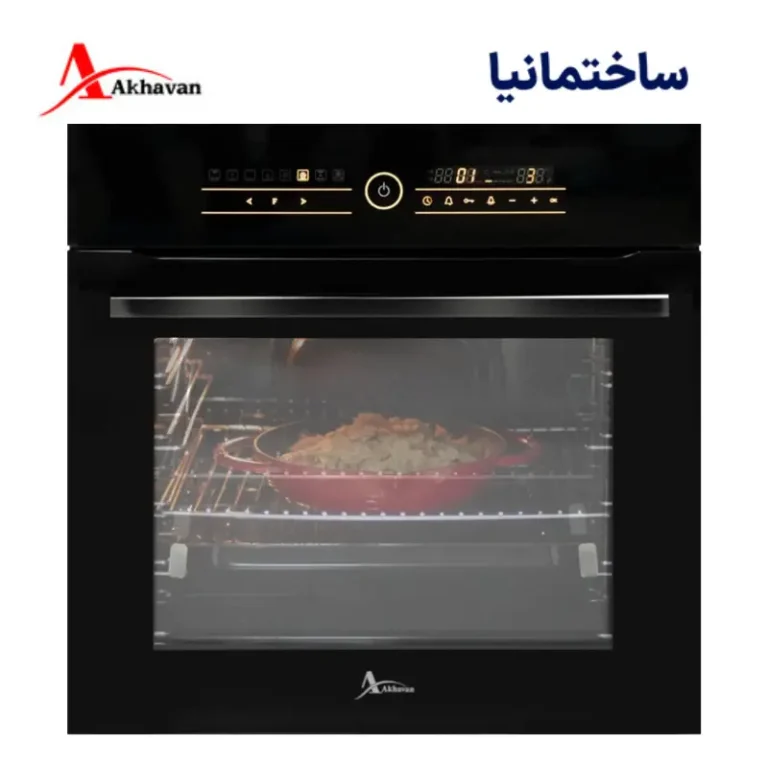فر توکار اخوان مدل F30pro با طراحی شیشه مشکی و صفحه لمسی