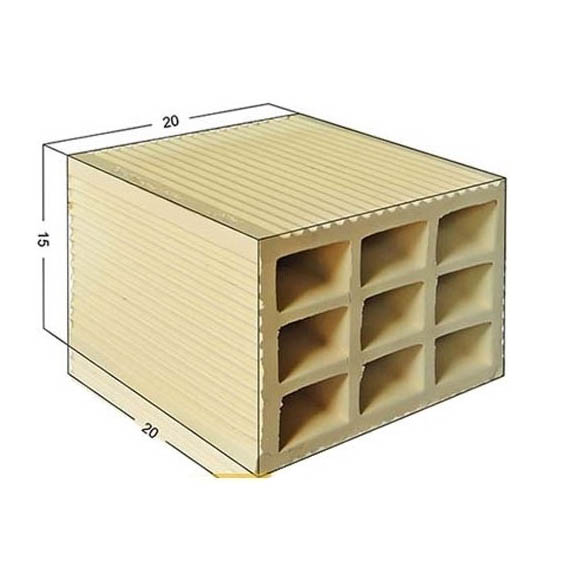 سفال تیغه ۱۵ سانتی زرد مناسب تیغه‌چینی دیوارهای داخلی (20×20×15)