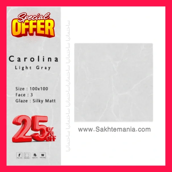سرامیک کارولینا طوسی روشن مات سرام نگار 100×100