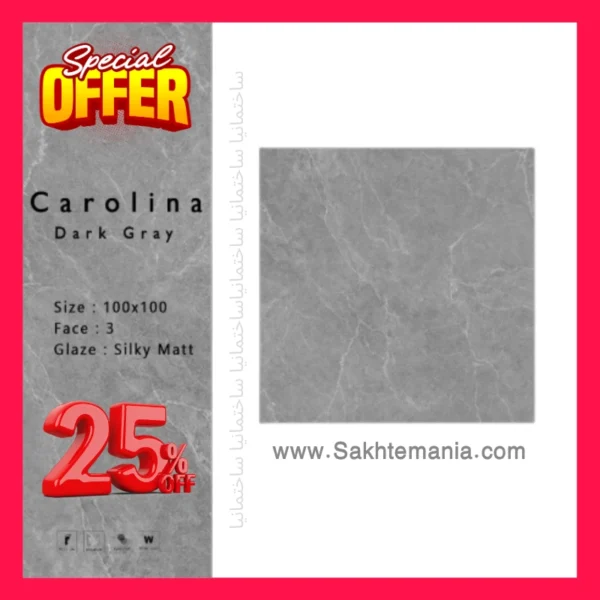 سرامیک کارولینا طوسی تیره مات سرام نگار 100×100